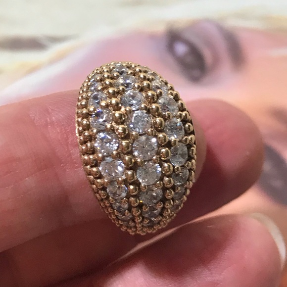 πΊSOLDπΊFab Cocktail Ring Gold, 925 Silver sz 7.5 - Picture 4 of 6